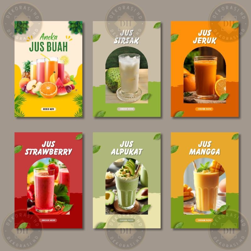 ssswasna.berkah Hiasan Dinding Menu Minuman Jus Poster Kayu Rumah Makan Pajangan Dinding Wall Decor 