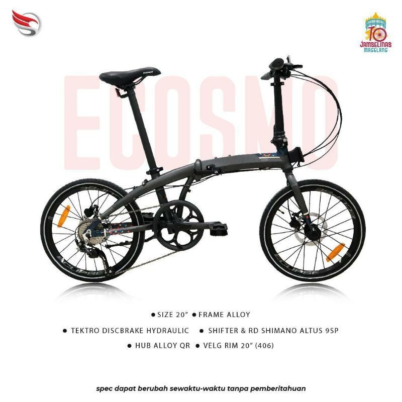 sepeda lipat 20 element ecosmo 9 JAMSELINAS edition - seli folding bike 9 speed hydrolik