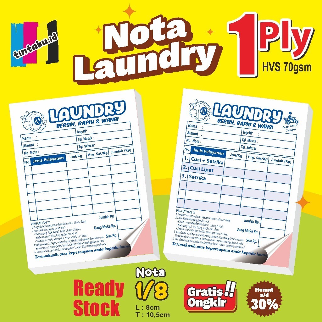 

Nota Laundry mini 1 Ply Hvs isi 50lembar