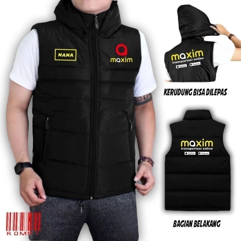 JAKET ROMPI CUSTOM SABLON DRIVER MAXIM BAHAN PARASUT BISA COD... READY SIZE M L XL XXL