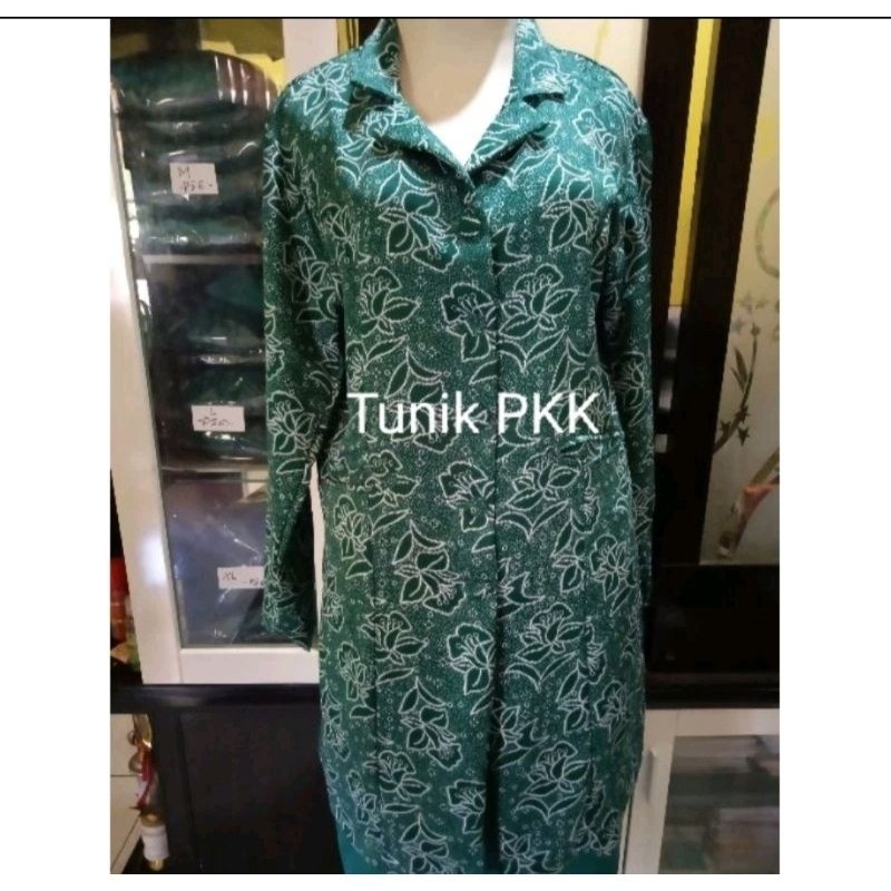 Seragam Batik PKK Model Tunik Terbaru Hijau Tosca/ BATIK NASIONAL / BATIK SERAGAM / BATIK MOTIF / DE