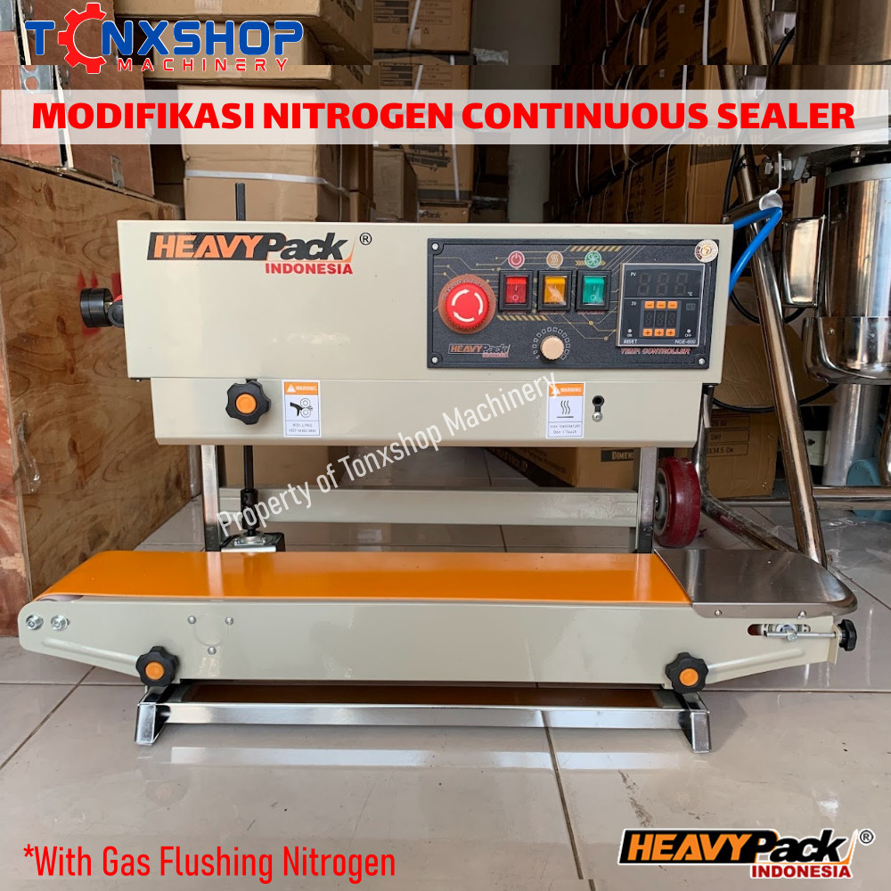 Mesin Sealer Kembung Isi Angin Nitrogen Continuous Sealer Press Plastik FR800 FLUSH