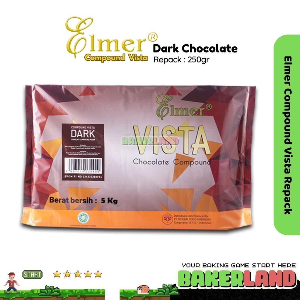 

Elmer Compound Dark Chocolate Repack 250 GR / Elmer Compound Classic Dark Repack 250GR / Cokelat Batangan Elmer Repack