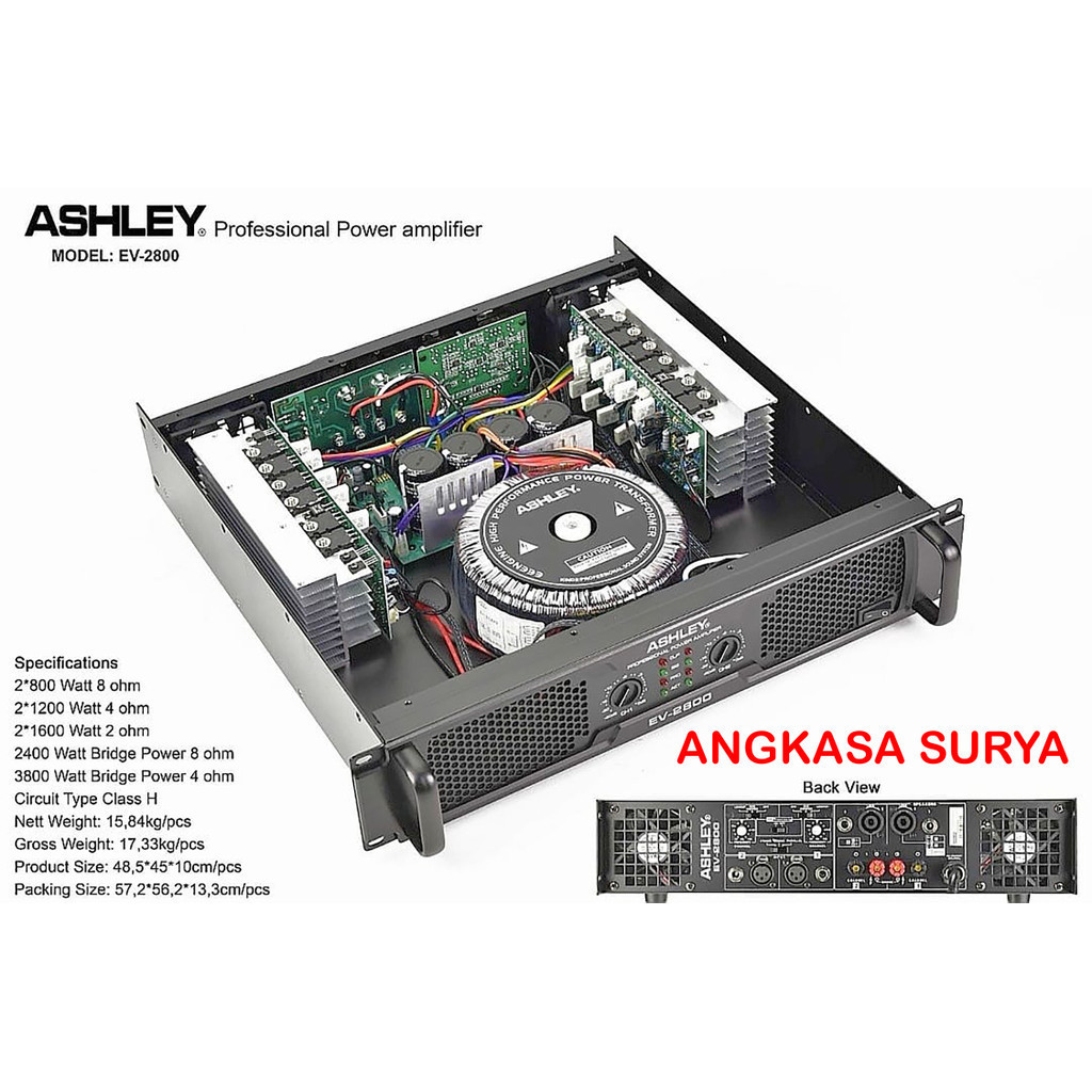 Power Ashley EV2800 ORIGINAL /Amplifier Ampli Ashley EV 2800 Class H 2 Channel