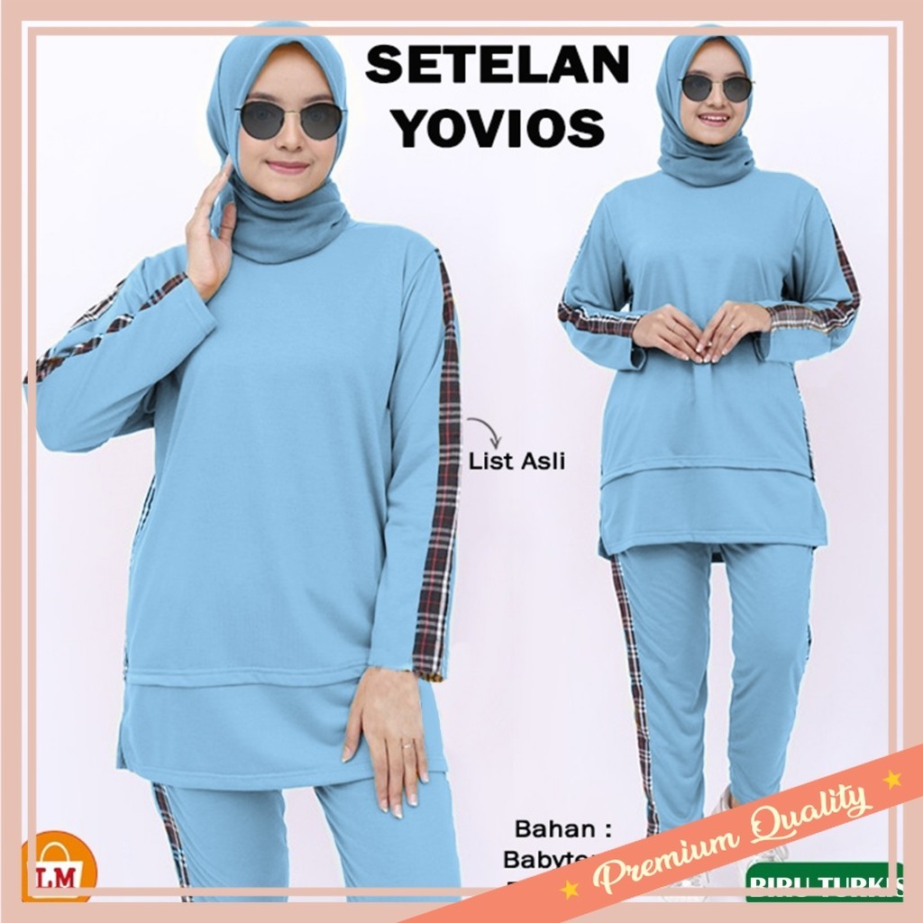 Set Olahraga Pakaian Sport Healing Jogging Murah Korean Style / LM 16855 Setelan Olahraga YOVIOS SET