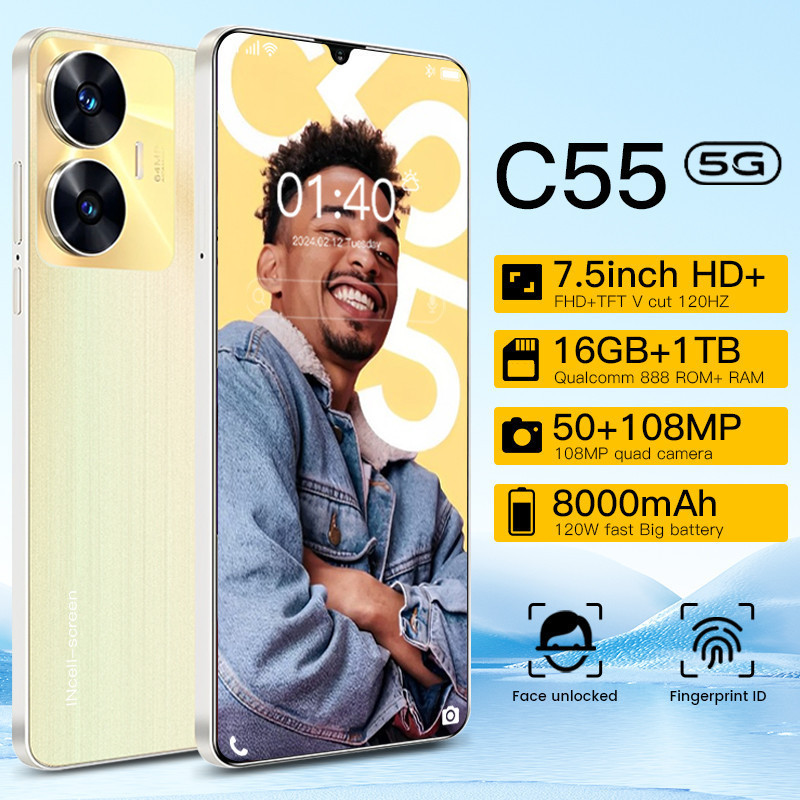 【Bisa COD】Handphone C55 HP murah Original 7.5inci ori Smartphone handphone cuci gudang 2023 android 