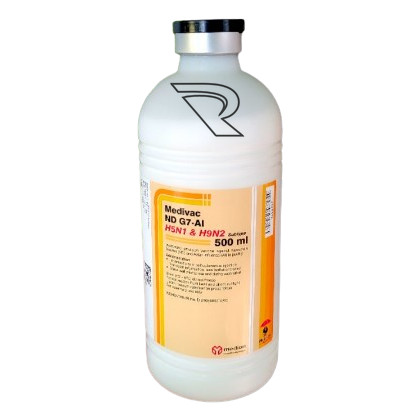 Vaksin Medivac ND G7 AI T H5N1 & H9N2 New Formula Netto 500 ml Dosis 1000 Ekor Vaksin Ayam Mencegah 