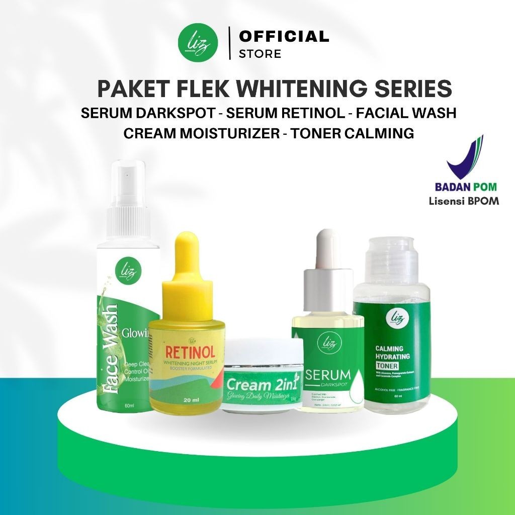 Terlaris Liz Skincare Paket Flek Whitening Series Paket Lengkap Penghilang Flek Hitam Pemutih Wajah 