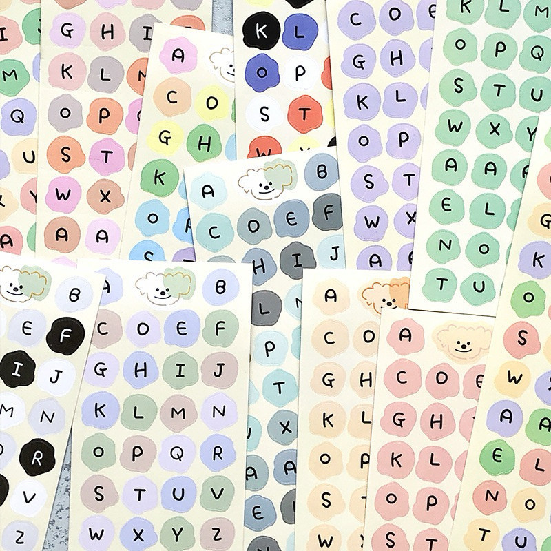 

Ringo Acc - Letter Sticker Sheet Stiker Motif Huruf Alphabet Alfabet Buku Journaling Journal Book Dekorasi PC Photocard Polaroid Korea K-Pop Import Karakter Anjing Lucu Warna Warni Pastel Aesthetic Estetikdll