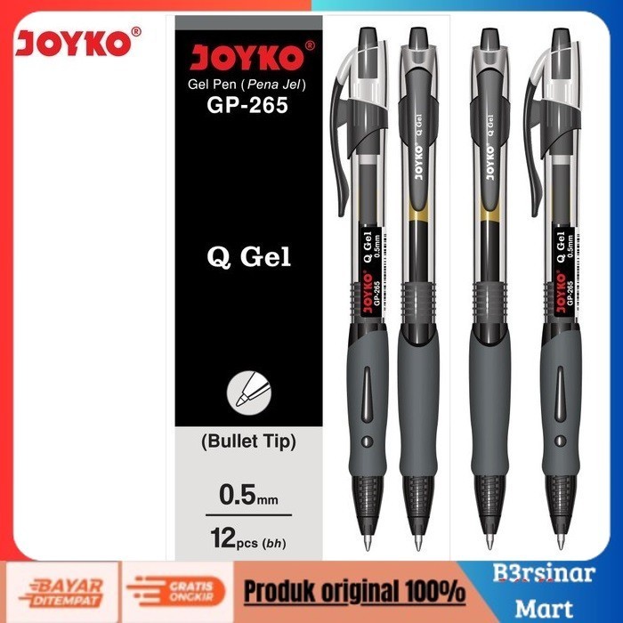 

[COD] DISKON Gel Pen / Pulpen / Pena Joyko GP265 / Q Gel / 0.5 mm Hitam Berkualitas