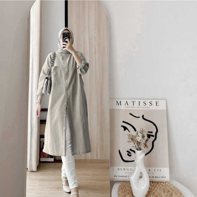 TIFKLY - TUNIK KEMEJA POLLY COTTON BASIC POLOS / TUNIK YOSAN / TUNIK KEMEJA TREDY/ GAMIS MODEL BARU 