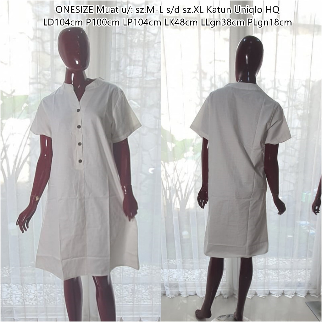 Baju Midi Dress Lebaran Putih White Long Dress Korean Style Basic Dress Wanita Vintage Gaun Terusan 