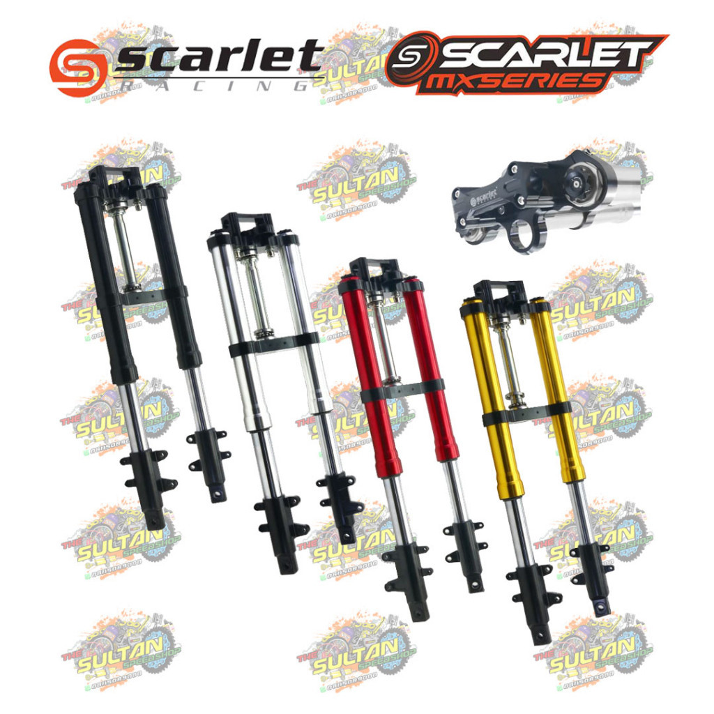 SHOCK DEPAN UPSIDE DOWN + SEGITIGA CNC VIXION BYSON SCARLET RACING