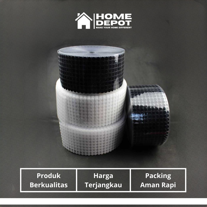 

Tape Lakban Dot Velcro Hook & Loop Magic Sticker 450 Pairs 10 mm - Hitam
