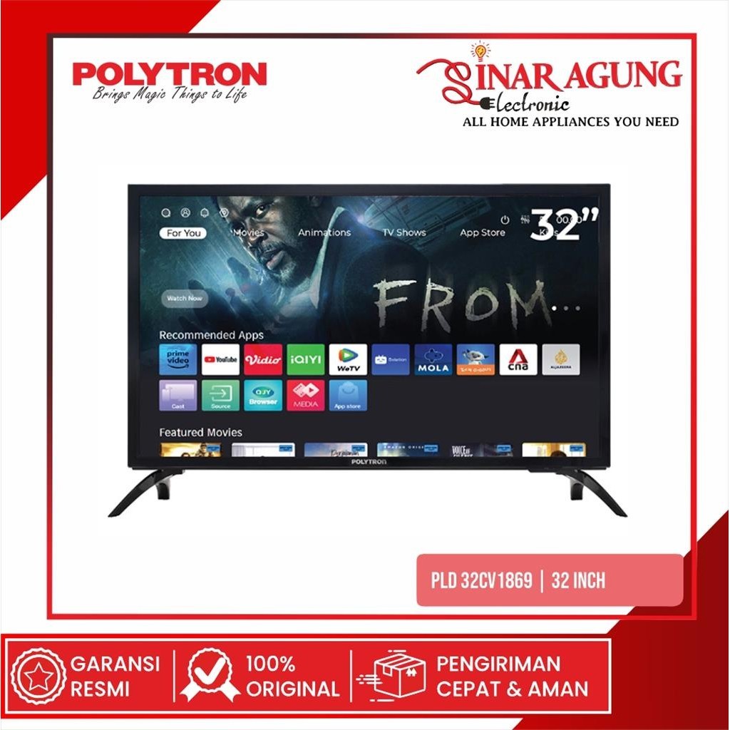 POLYTRON PLD-32CV1869 / 32CV18 LED SMART TV 32 INCH - GARANSI RESMI