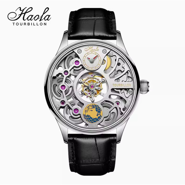 HAOFA 1037 TOURBILLON MECHANICAL LUXURY MEN WATCH - Silver