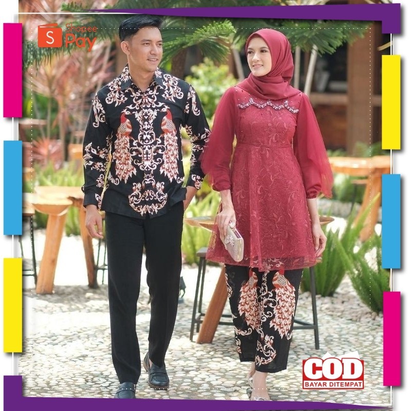 KAIN LEMBUT HALUS ADEM TEBAL / Baju couple kondangan || batik songket couple || gamis couple pesta |