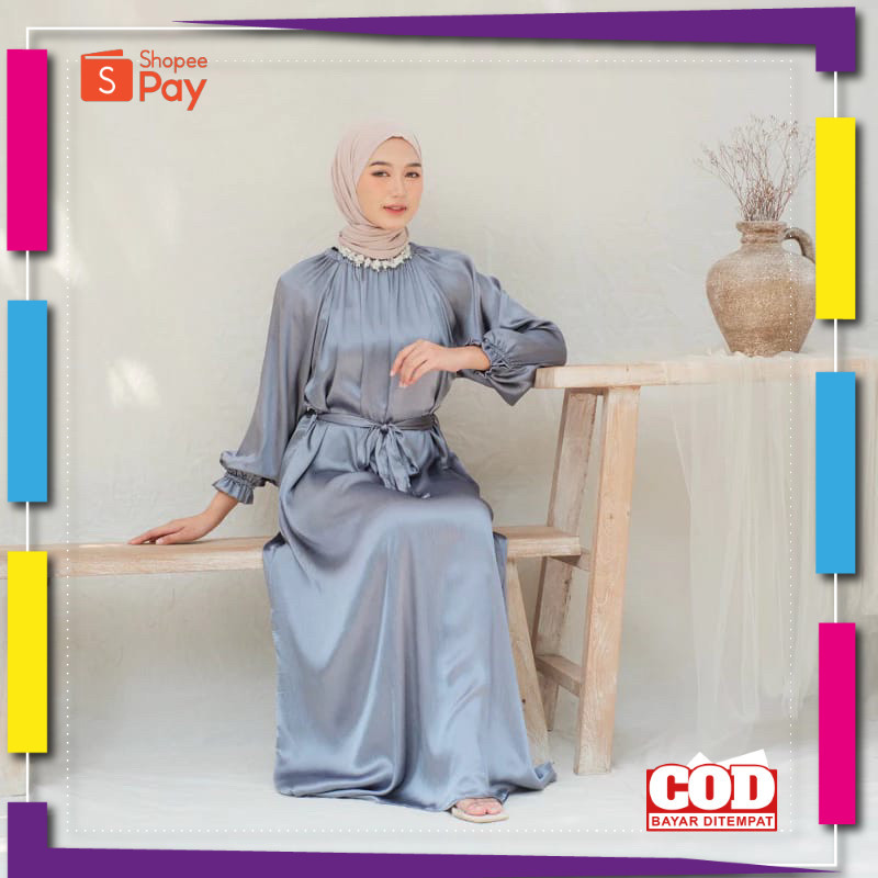 KAIN LEMBUT HALUS ADEM TEBAL / Casandra Dress Shimmer Silk / Gamis Cradenza Shimmer Silk Busui Frend