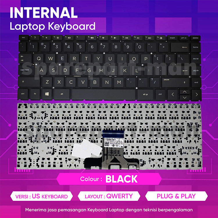 Keyboard for HP 14-CM0XXX 14-CK0132TU Hitam Ori