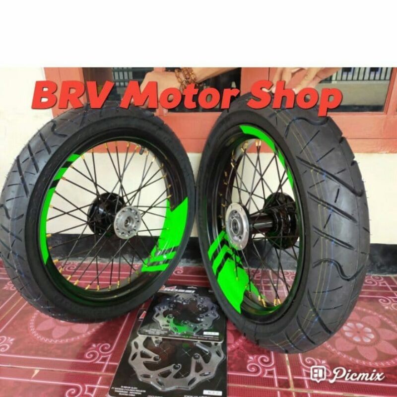 Paketan velg super moto Honda Crf 150 L - Velg super moto Crf Ples Ban Siap Pasang Velg Ring 17