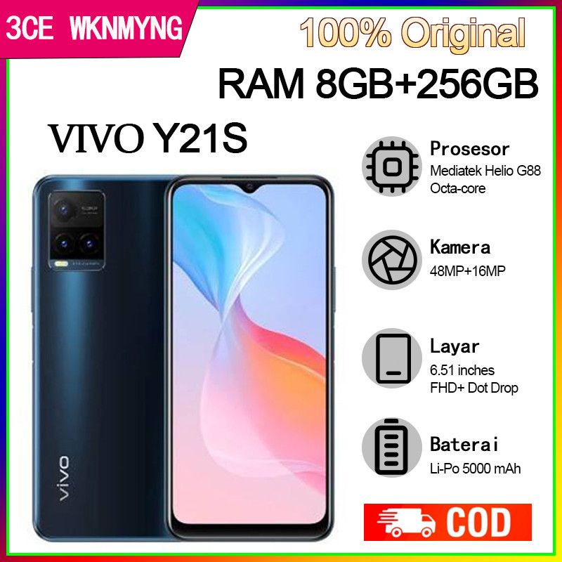 VIVO Y21S RAM 8/256GB [BATERAI 5000 mAH ] Smartphone LET 6.51 inches Dual SIM Handphone HP Android