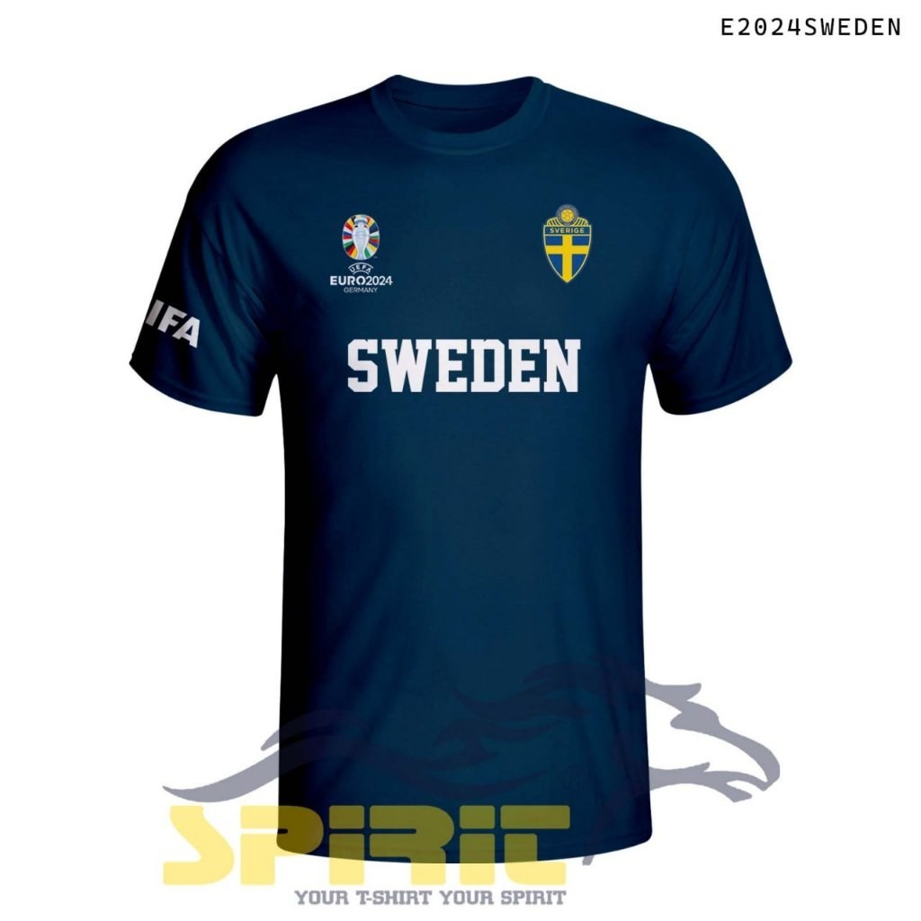Kaos Jersey Swedia UEFA Euro 2024 Jersey Timnas Swedia 2024 Piala Eropa Katun 24s Lengan Pendek