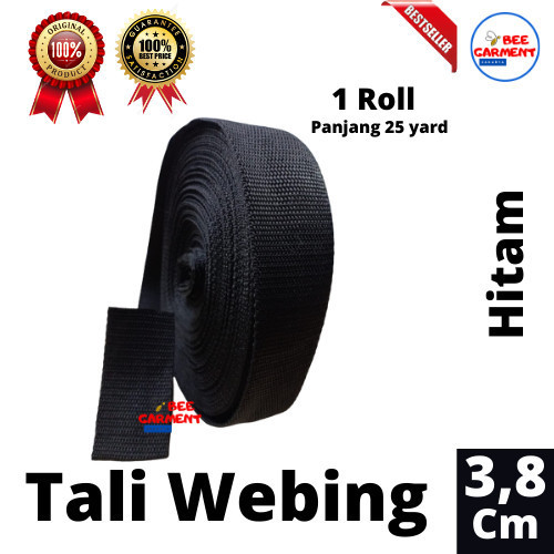 

Tali Webing Hitam 3.8cm x 25 yard tali Bisban tali webing - Webing Hitam, P 50Y x 3,8cm