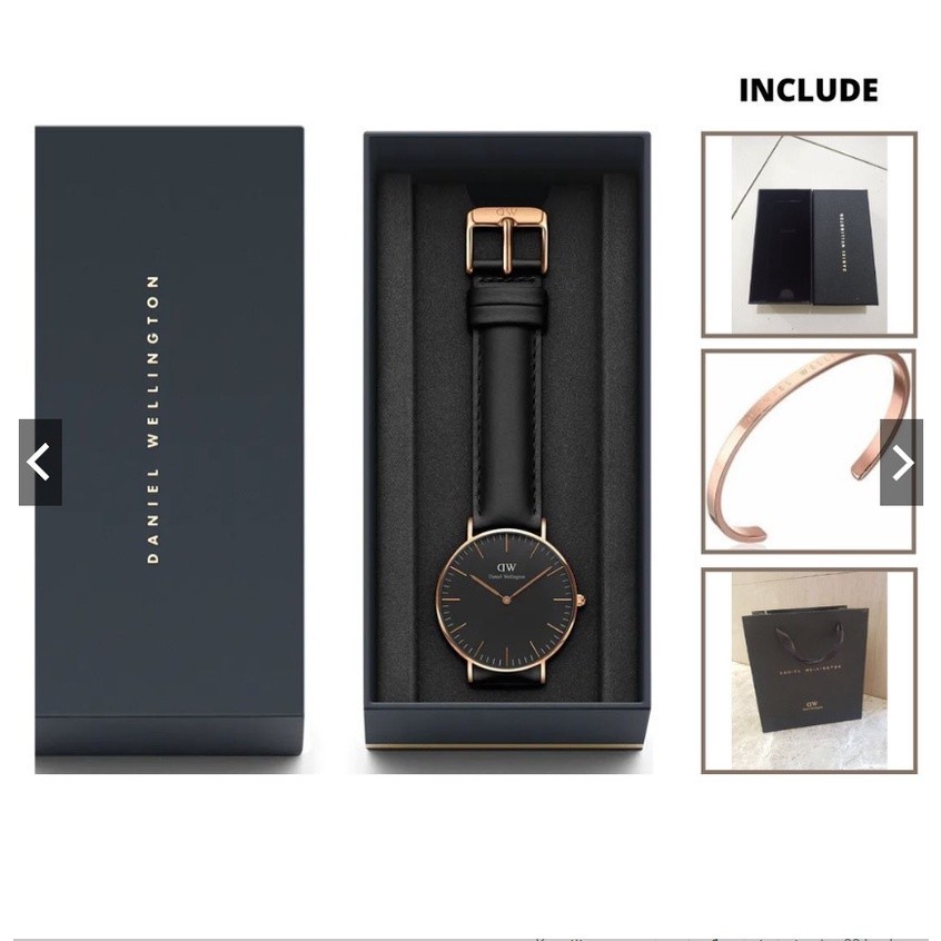 READY Jam Tangan Wanita & Pria Tali Kulit Paket Box Ori + Gelang + Paperbag + Baterai Cadangan (BISA
