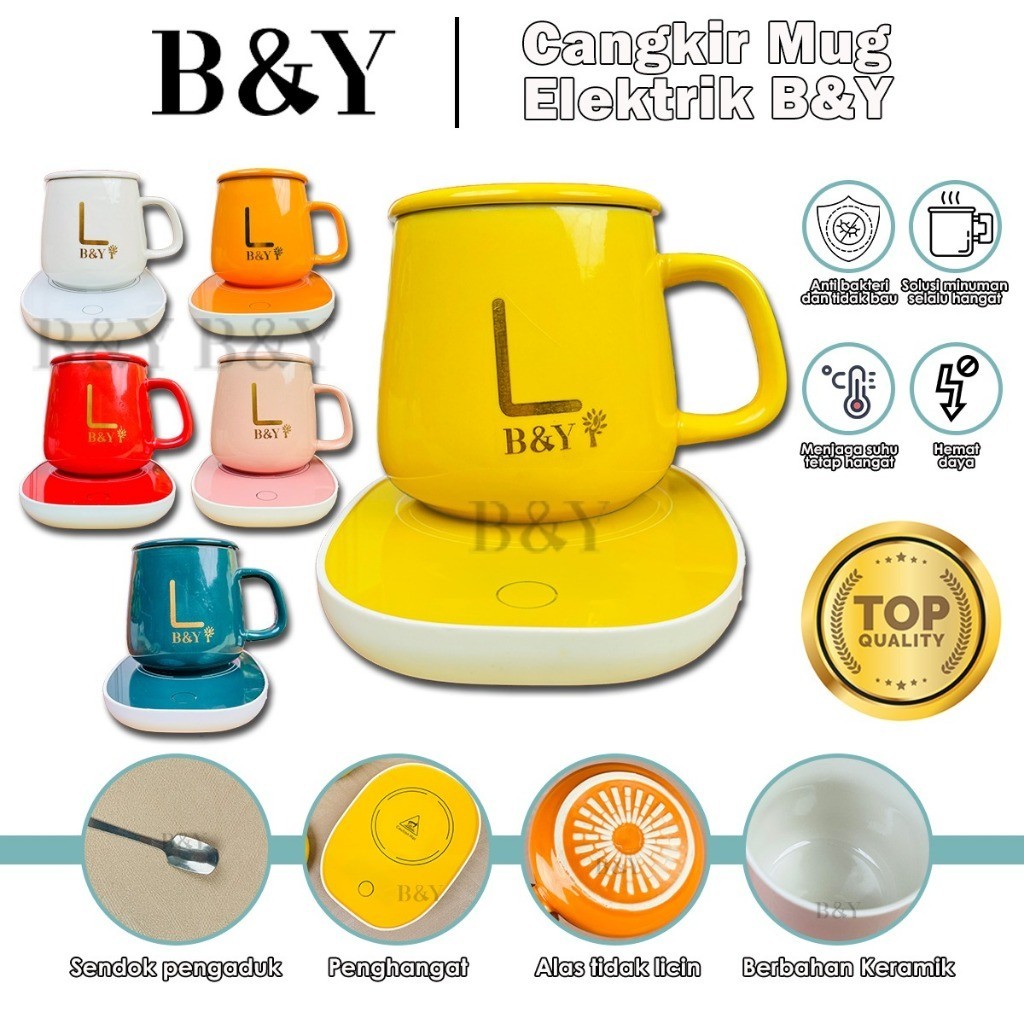 Gelas Keramik Elektrik / Mug Dengan Tatakan Pemanas Elektrik / Set Gelas Keramik Dengan Pemanas Elek
