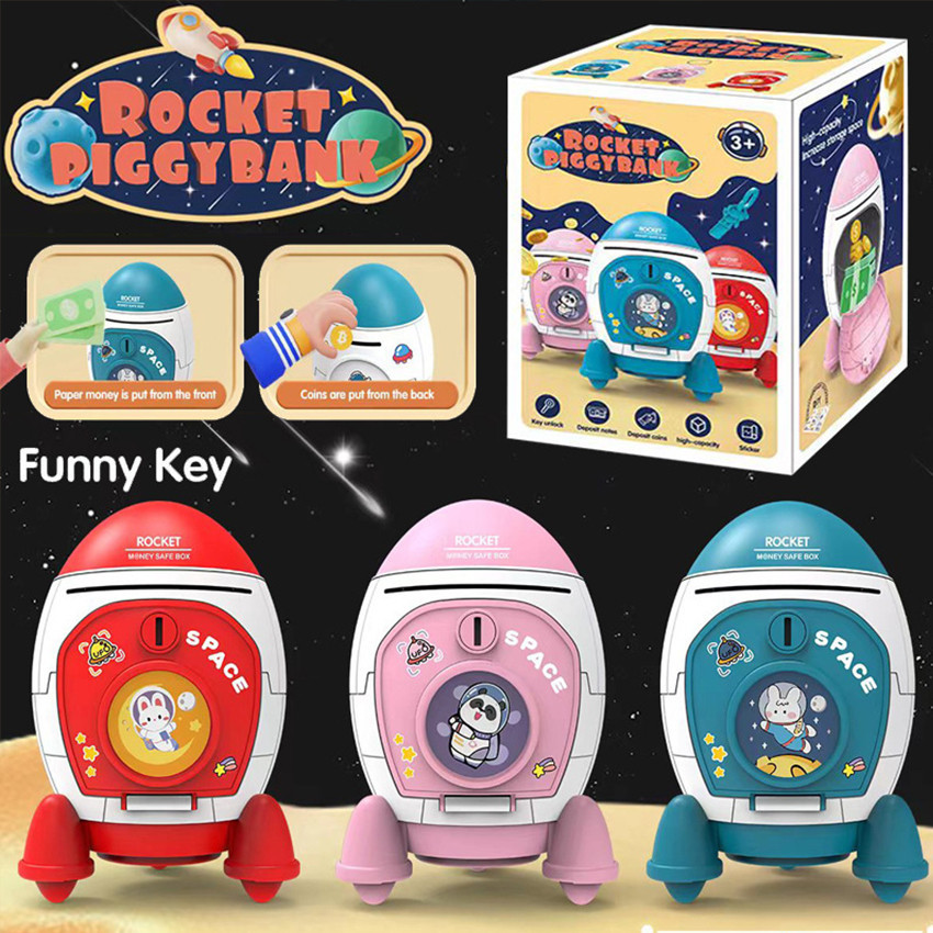 Celengan Roket Kreatif Dengan Kotak Uang Koin Tabungan Kunci Kotak Uang Anak Mainan Anak Hadiah