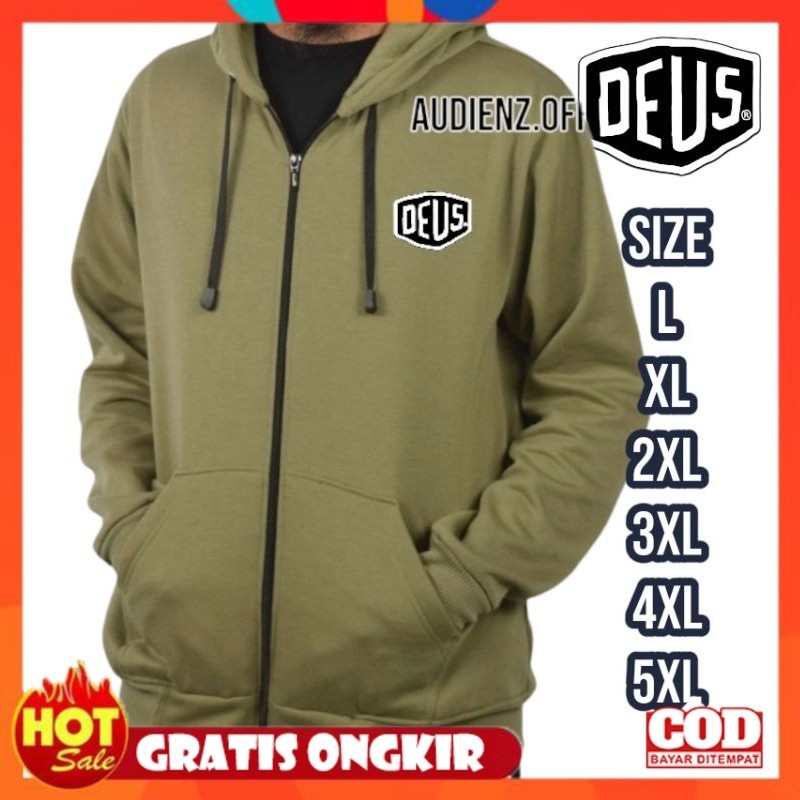 [PREMIUM ORIGINAL] Sweater Hoodie Zipper Oversize Logo Deus Pria Wanita Ukuran L XL XXL XXXL XXXXL X