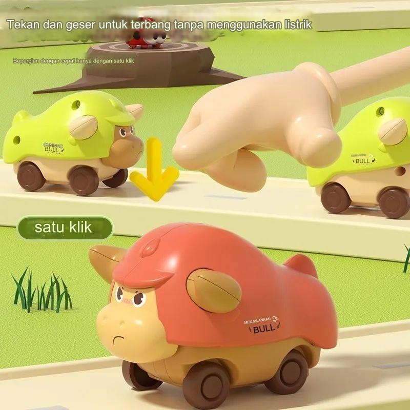 Mobil Mainan Edukasi untuk Usia 1-3 Tahun/Tipe Dorong Anak/Mobil Inersia Sapi Lucu/Bayi Hewan/Dapat 