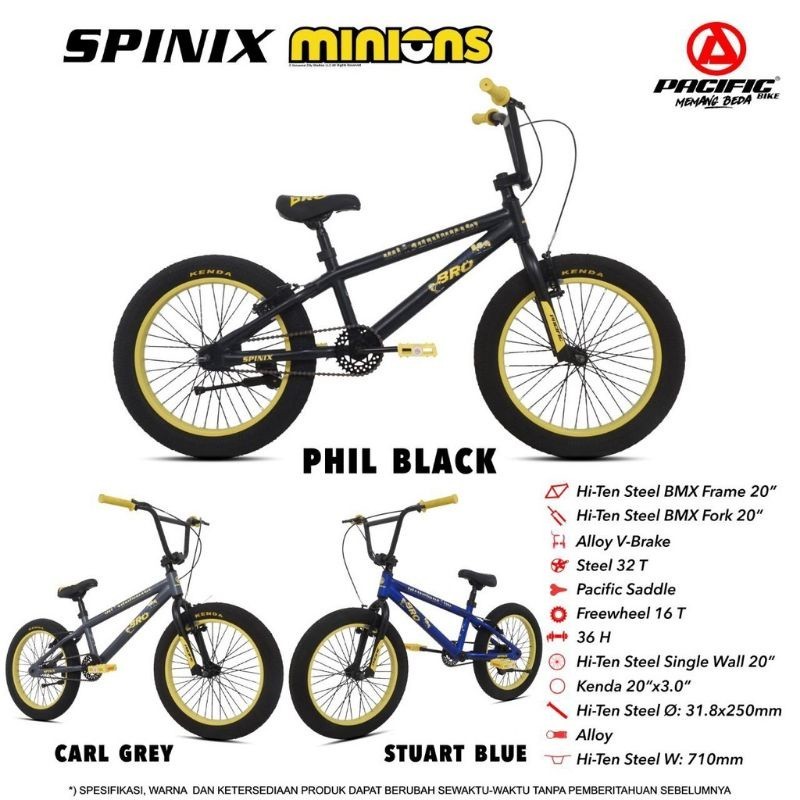 SEPEDA ANAK BMX 20 INCH 20" REMAJA SPINIX MINIONS ROTOR BAN JUMBO 3.0 ASLI ORI ORIGINAL SURABAYA