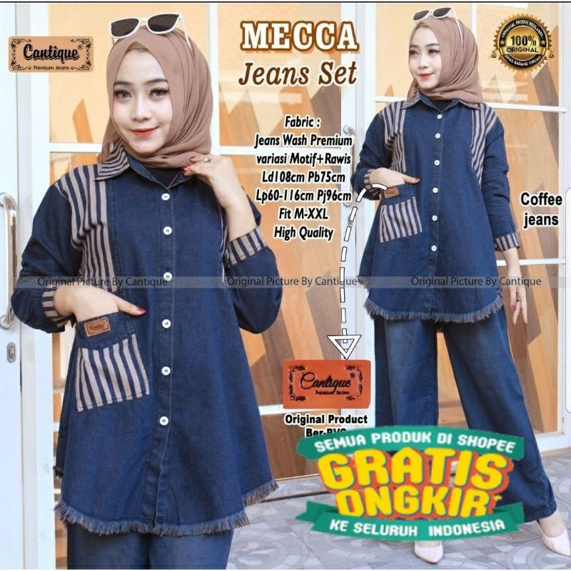 MECCA JEANS SET//STELAN WANITA HIGH QUALITY//BB 50-75KG//MECCO SET/ Menyala