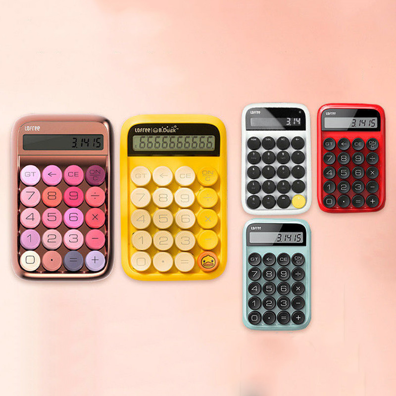 

Cute Cartoon Mechanical Keyboard Calculator Office Study Exam Fashion Calculator 10-digit Display Large Screen Button Detachable