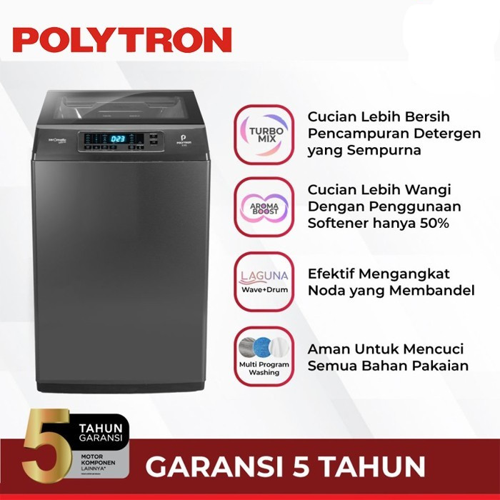 Mesin Cuci Polytron PAW 1028Y / PAW1028Y Mesin Cuci Top Loading 10Kg