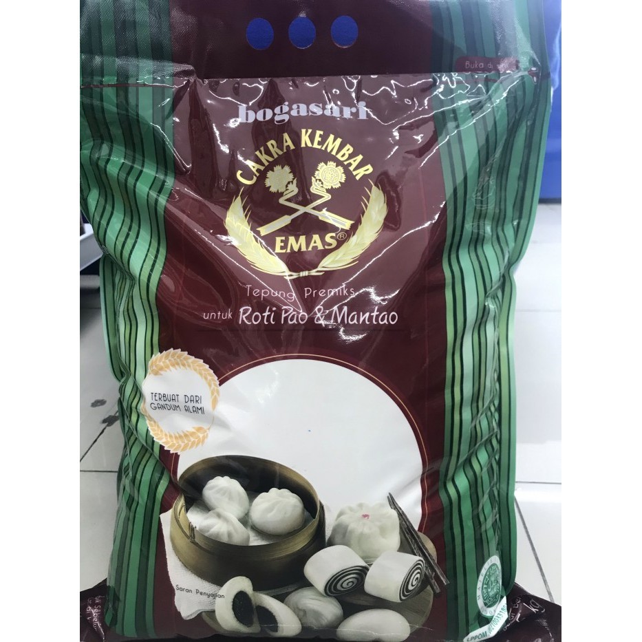 

[[Preium]] Tepung Premix Cakra Kembar Emas (Roti Pao & Roti Mantao) Bogasari 5kg