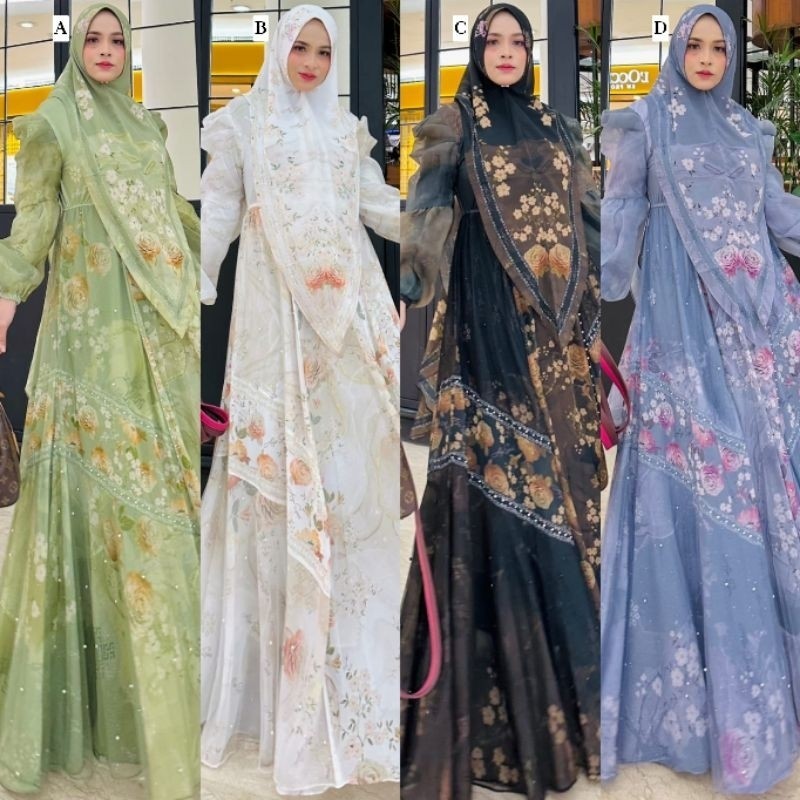 Dayyana Dayana Series Syari Hitam Putih Umroh Haji by Alya  READY RGS