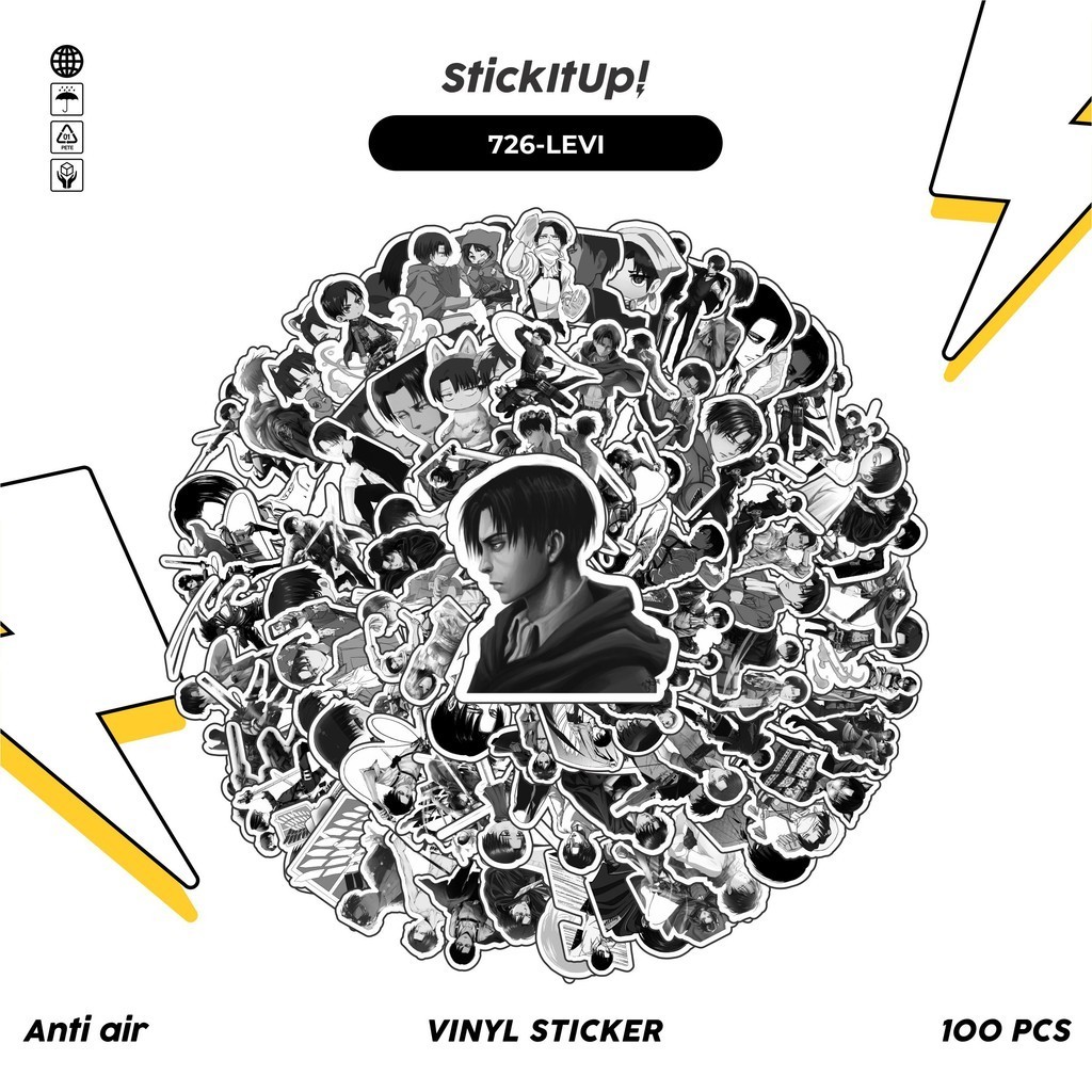

COD✨ 100 Pcs Stiker Pack Levi Attack On Titan Lucu Aesthetic Vynil Waterproof untuk Freebies Sticker Buku Journal Casing HP Laptop