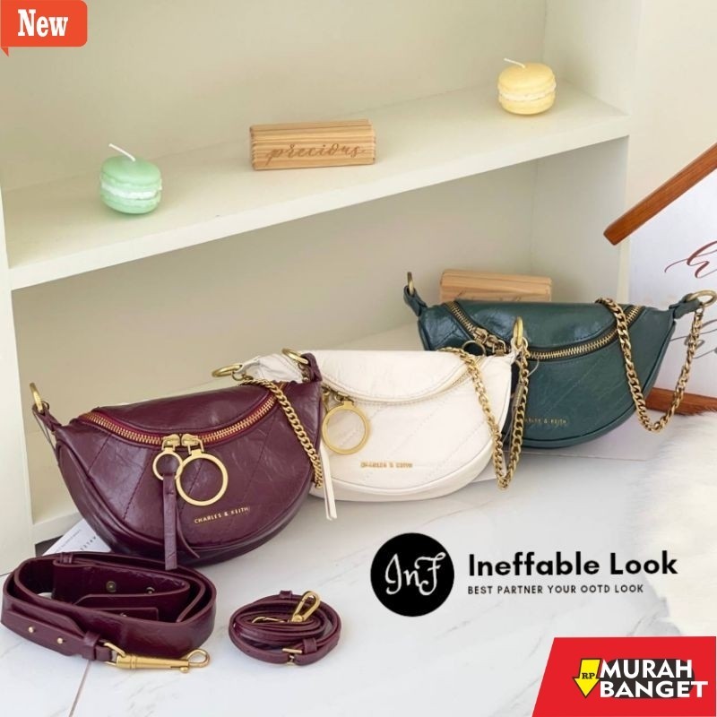 Tas Bulan Sabit Wanita TAS WANITA CK WRINKLED PATENT CROSSBODY - CK006 Tas keith shoulder bag new BU