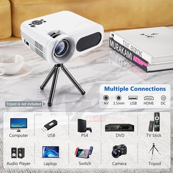 Proyektor T8 Android Proyektor mini portable 12000 Lumens 8K HD Home Theater mini Proyektor Android 