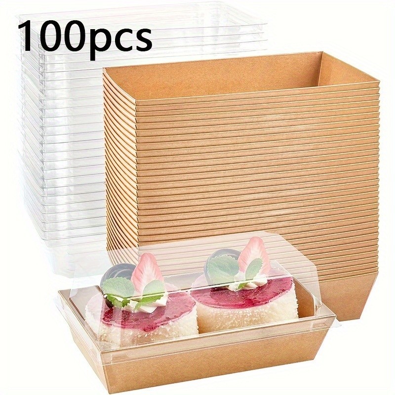 100pcs baking rectangular paper plastic box, towel roll cake sandwich, meat floss, scallop, baking b