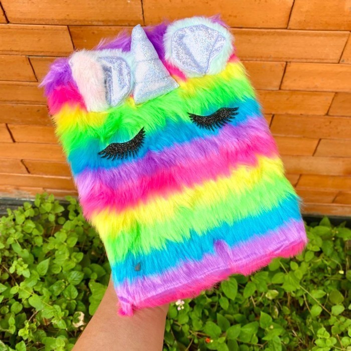 

[KUALITAS TERBAIK] Notebook Bulu Diary Unicorn Bulu Fur Squishy Buku Tulis Anak Kuda Pony - 3806-B