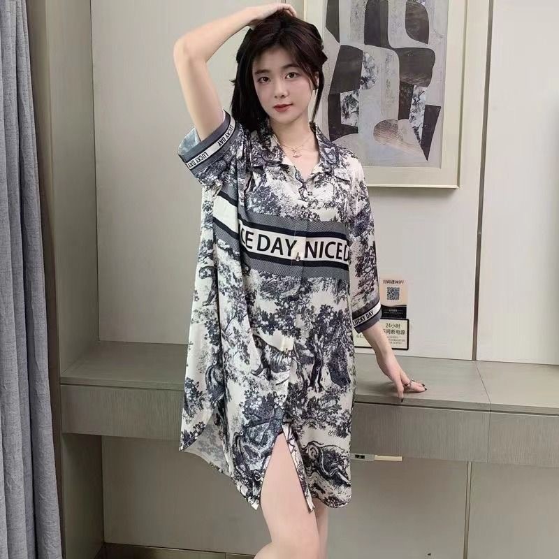 { MyReseller } Daster Piyama Model Kemeja Kerah Lengan Pendek Wanita Import Premium Sleepwear Korean