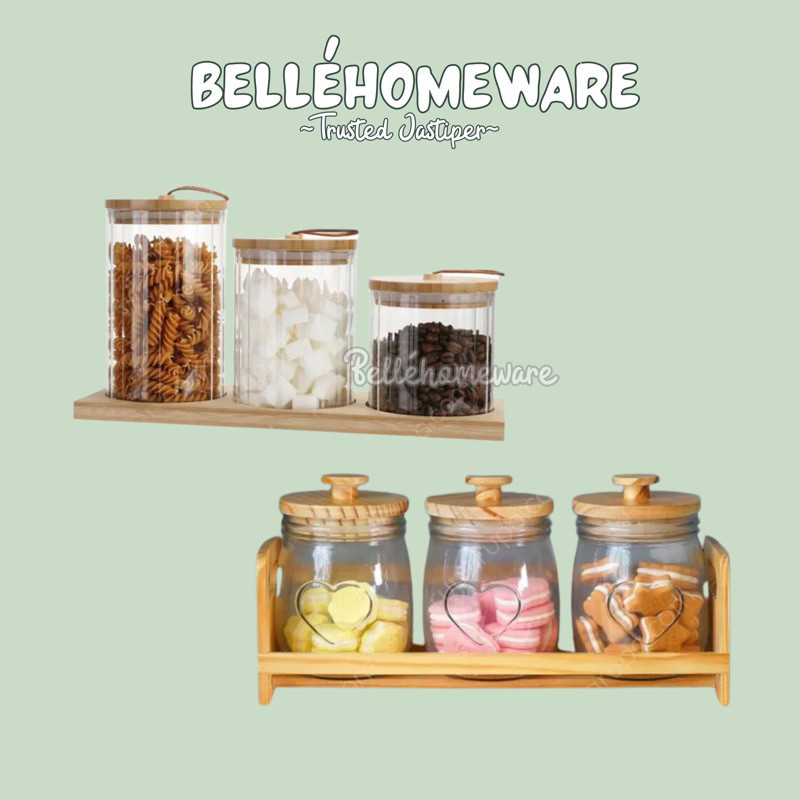 [SERI KAYU SET 3PCS] COCO SET TOPLES KACA TOPLES KAYU LEBARAN INFORMA TOPLES KUE CANISTER// PRODUK M