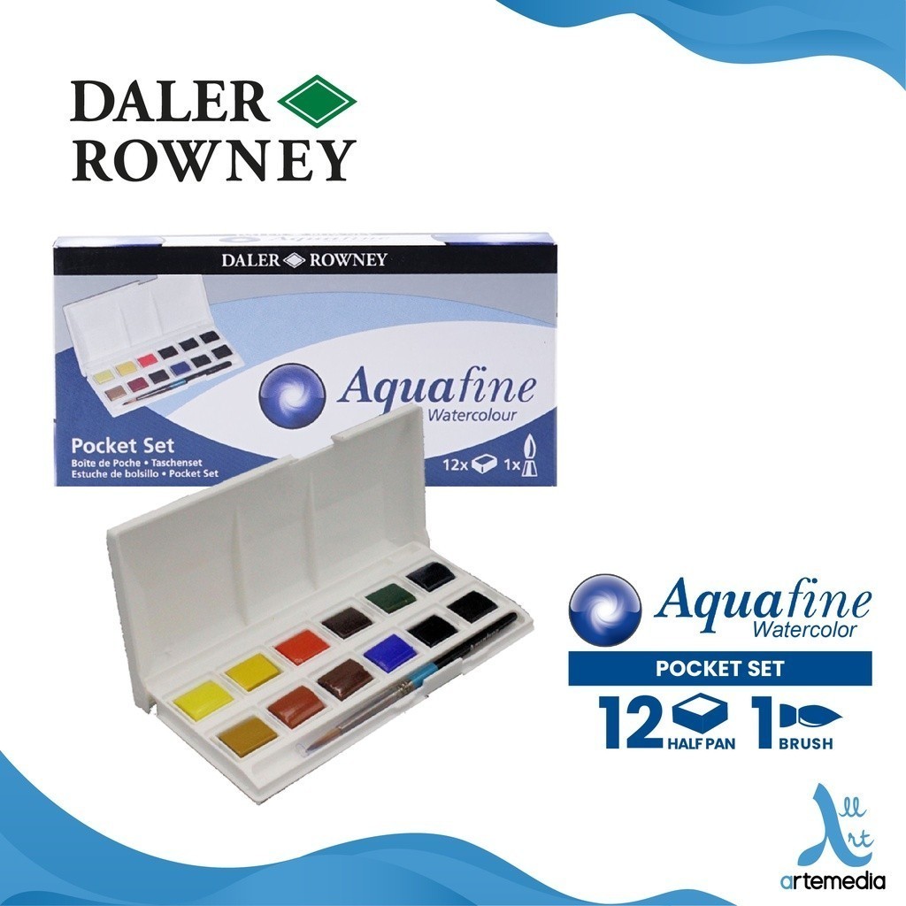 

Daler Rowney Aquafine 12 Half Pan Pocket Watercolor Set Cat Air