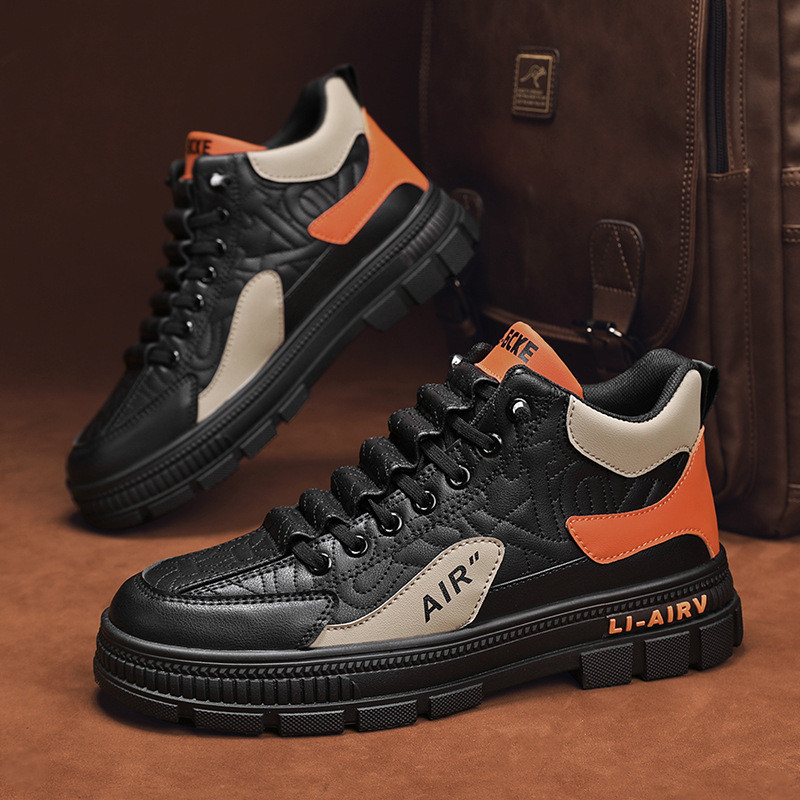 Sepatu sneakers import pria hak tinggi hitam korea working sneakers sepatu