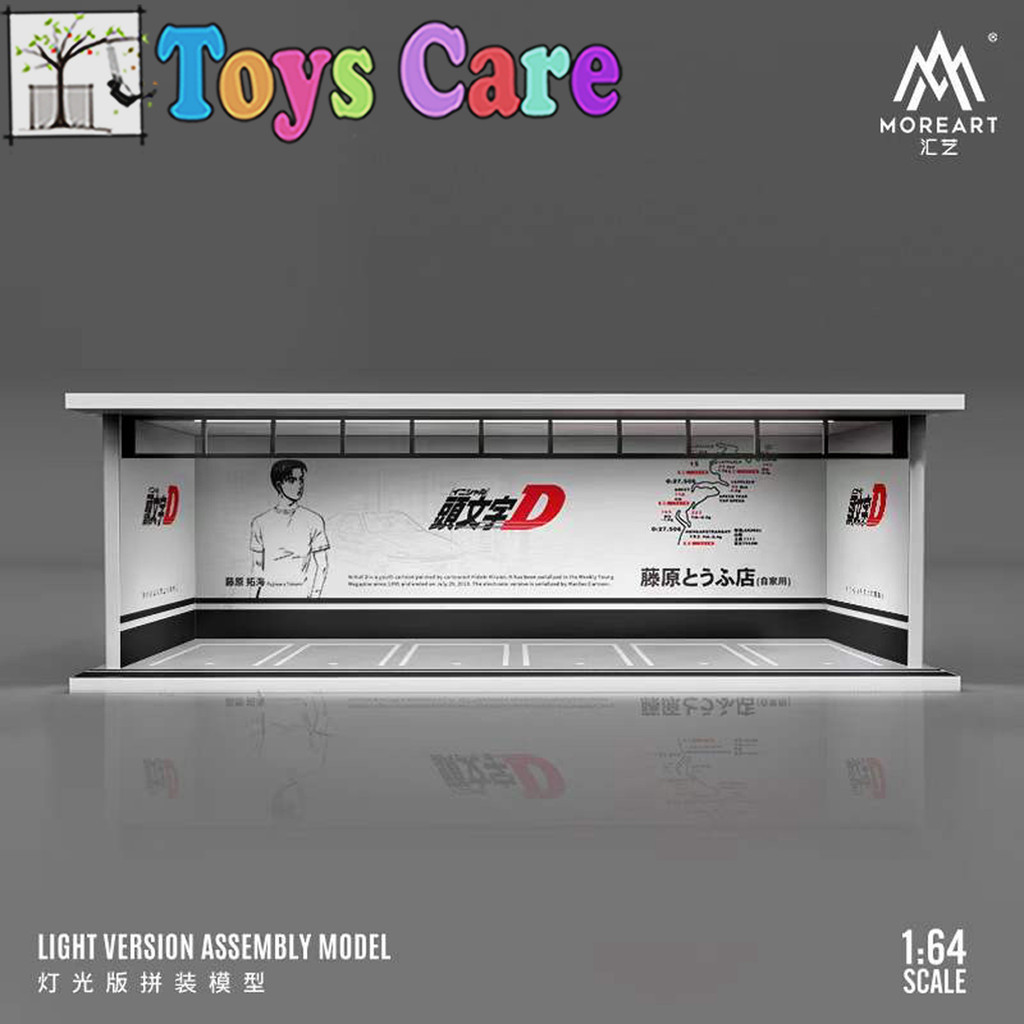 MORE ART DIORAMA HOTWHEELS DIECAST INITIAL D WHITE PARKING LOT SCENE with LED LIGHT - 1/64 MINI GT M