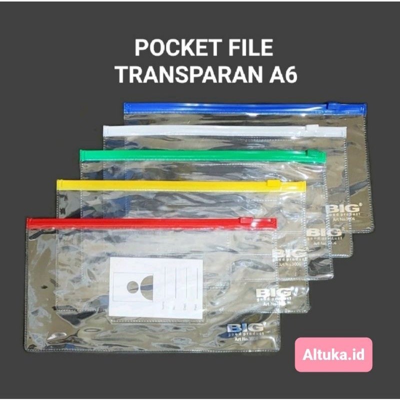 

Map Plastik Pocket File Zipper Ukuran A6 Transparan BIG 9006