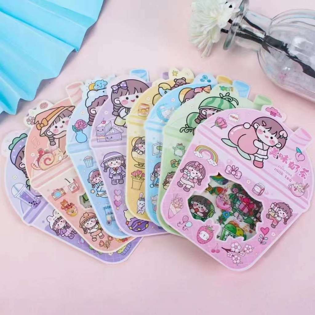 

FAVORITE 1 SET DIY STICKER MOTIF CUTE GIRL DRINK CUP / ADORABLE DIY STICKER KAWAII GIRL WATERPROOF